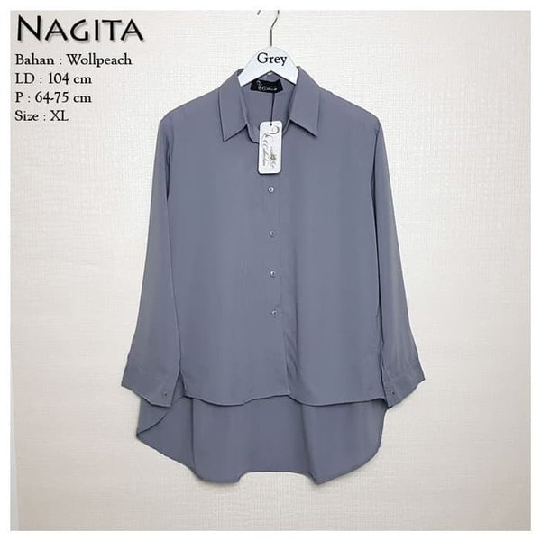 NAGITA Blouse kemeja/ S/M/L/XXL/XXXL/ BAJU ATASAN FASHION MUSLIM WANITA LENGAN PANJANG MURAH KEKINIAN TERBARU