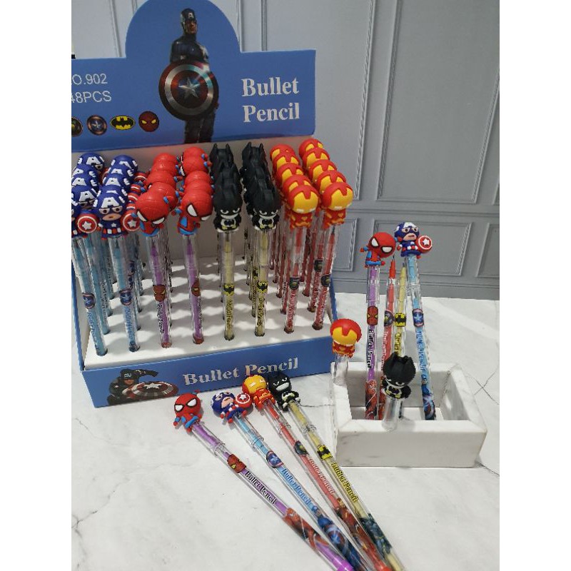 (4pcs) pensil lantu/lantu bensia/pensil cabut lucu/pensil bongkar pasang-Avenger pala miring