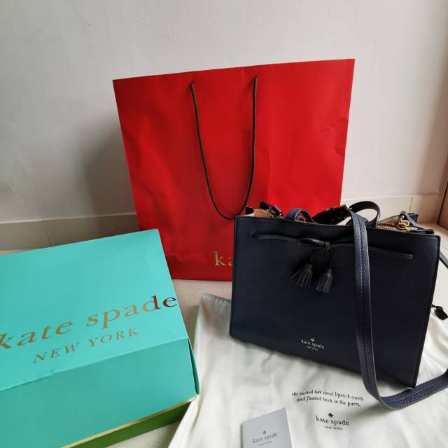 Preloved tas Kate spade SAM HAYES NAVY BLUE auntentic original