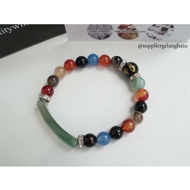 gelang batu chinese giok hijau natural tibet hoki om mani padme hum