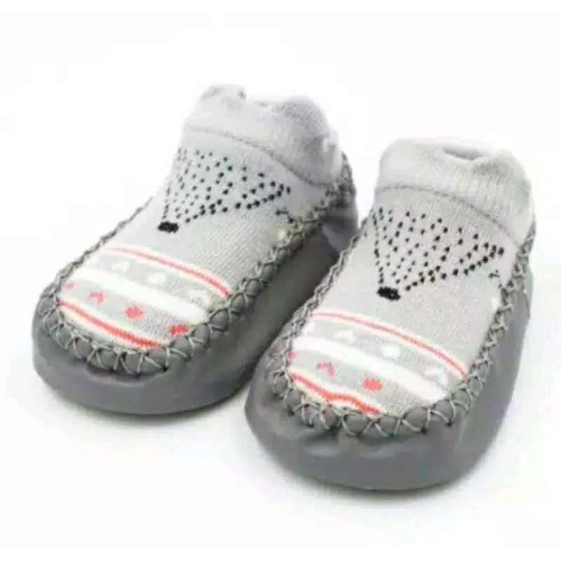 Sepatu anak bayi - baby prewalker shoes socks anti slip kaos kaki-Abu