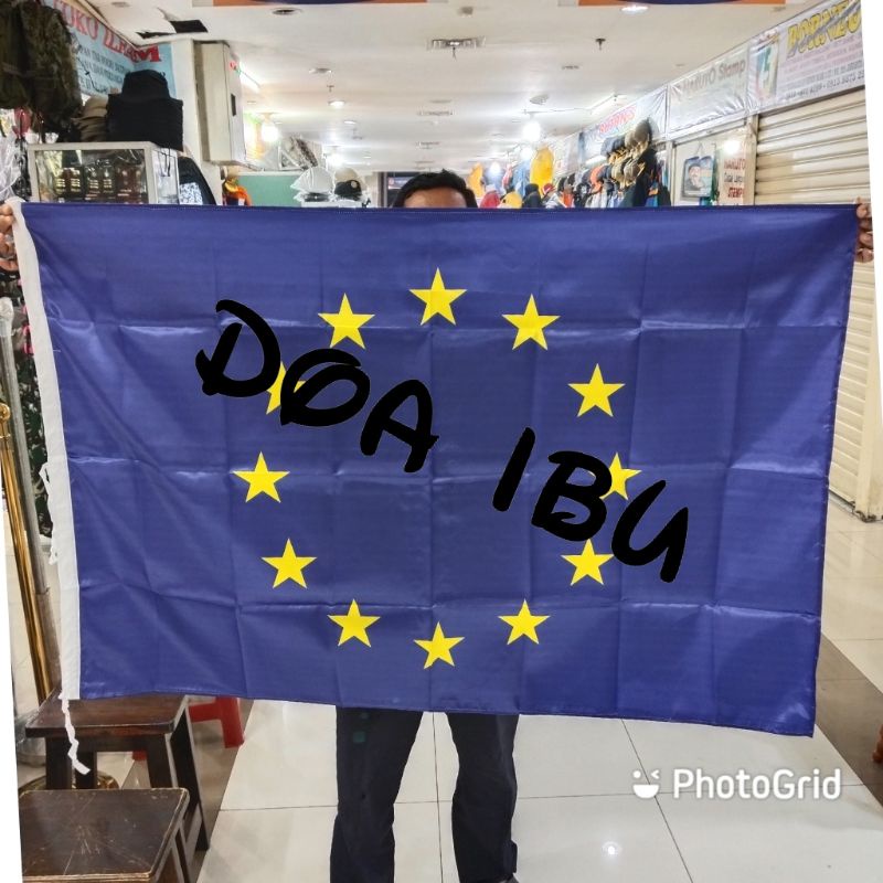 

best seller bendera UNI EROPA bahan satin 90cm x 135cm