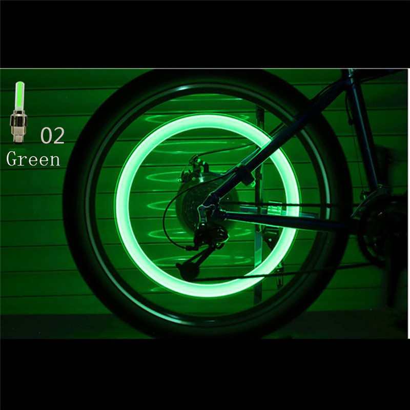 2Pcs Neon LED Flash Light Lamp Bike Car Tire Tyre Wheel Valve Sealing Caps