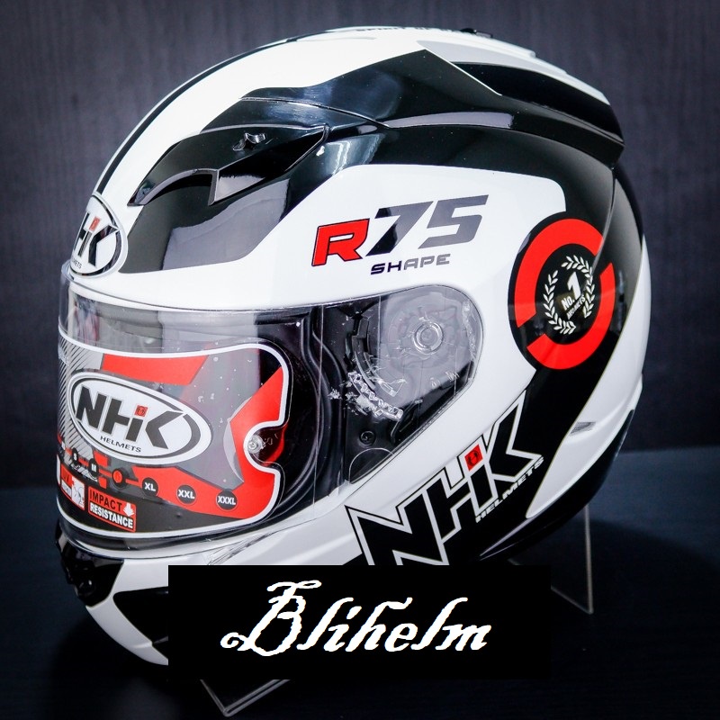 HELM NHK GP1000 R75 WHITE BLACK | FULL FACE DOUBLE VISOR