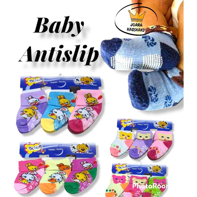 Kaos Kaki Bayi Anti Slip Motif Lucu Model Lipat Bahan Cotton