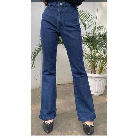 Celana Jeans Look Me Cutbray Highwaist Elastis