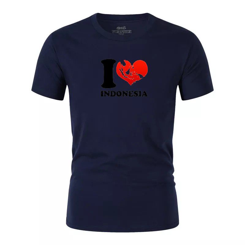 Kaos Pria Distro I love Indonesia Lengan Pendek Tshirt Lelaki Dewasa Baju Oblong Cod