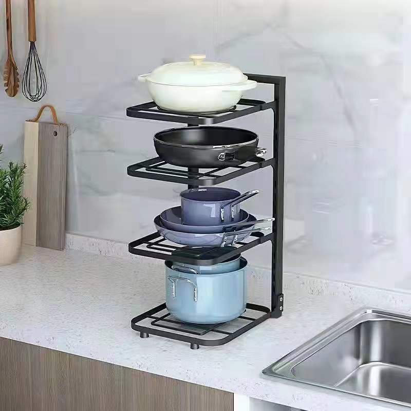 kitchen pot holder multi-layer storage rack Narrow slot frame countertop corner put the pot under sink cabinet Internal storage