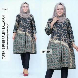  TUNIK  ZIPPER PALM LAWASAN  TUNIK  HIJAB MUSLIM ATASAN BATIK  