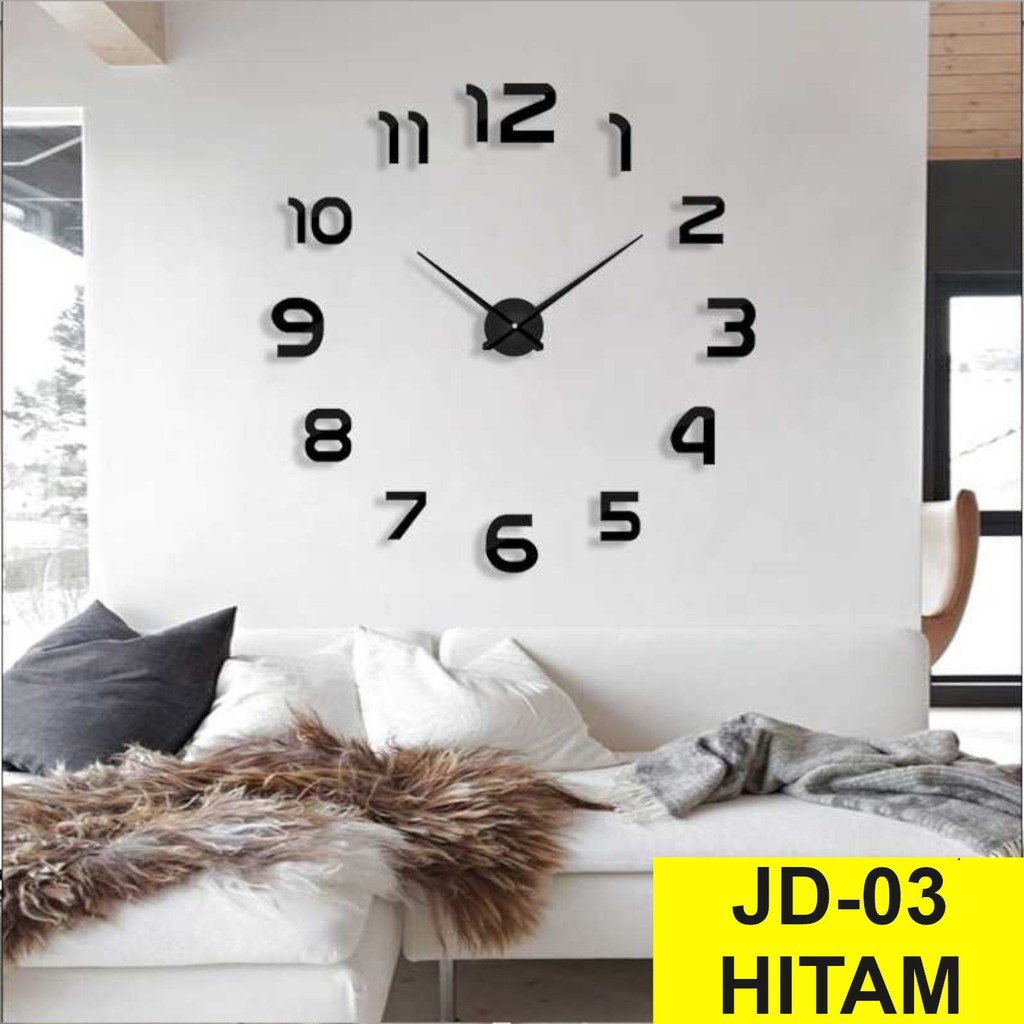 Jam Dinding Besar Unik Giant Wall Clock Diameter 80-130cm-JD-03 Hitam (BESAR)