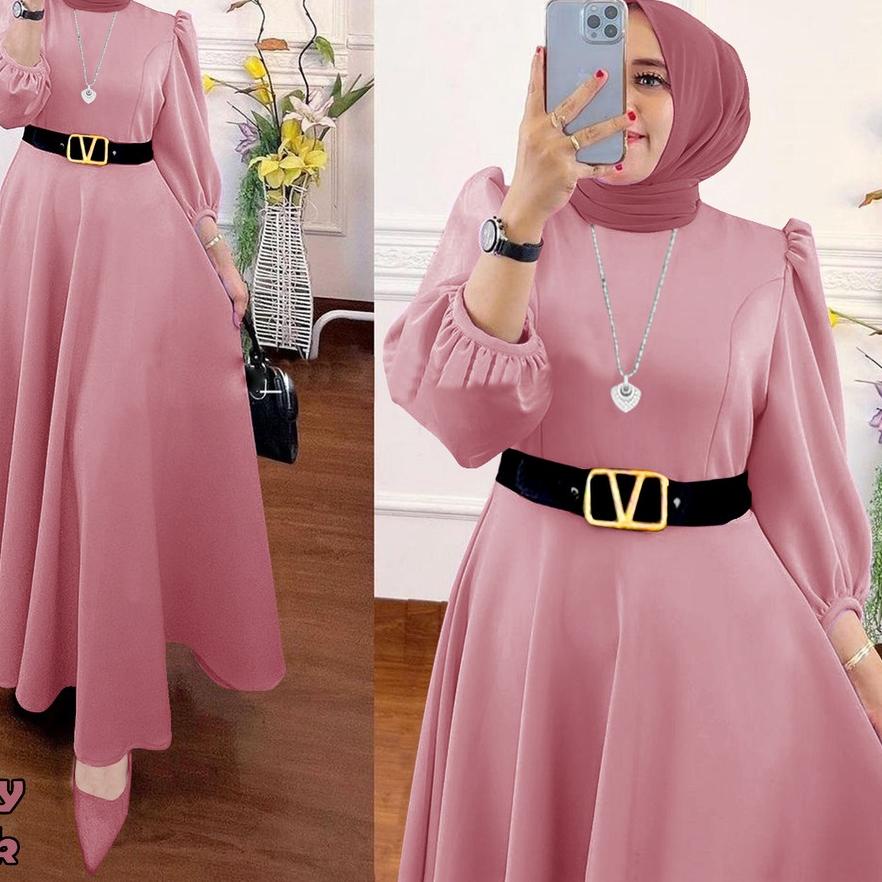 SEPHORA MIDI GAMIS JUMBO DRESS SCUBA FREE BELT BAHAN SCUBA  IMPORT BAJU WANITA LD 110 BISA  ✔