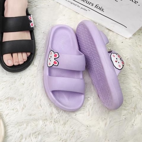 3.3 SALE Sandal selop wanita / Sandal Slide TORY Rubber Anti Slip Import-LILAC RABBIT