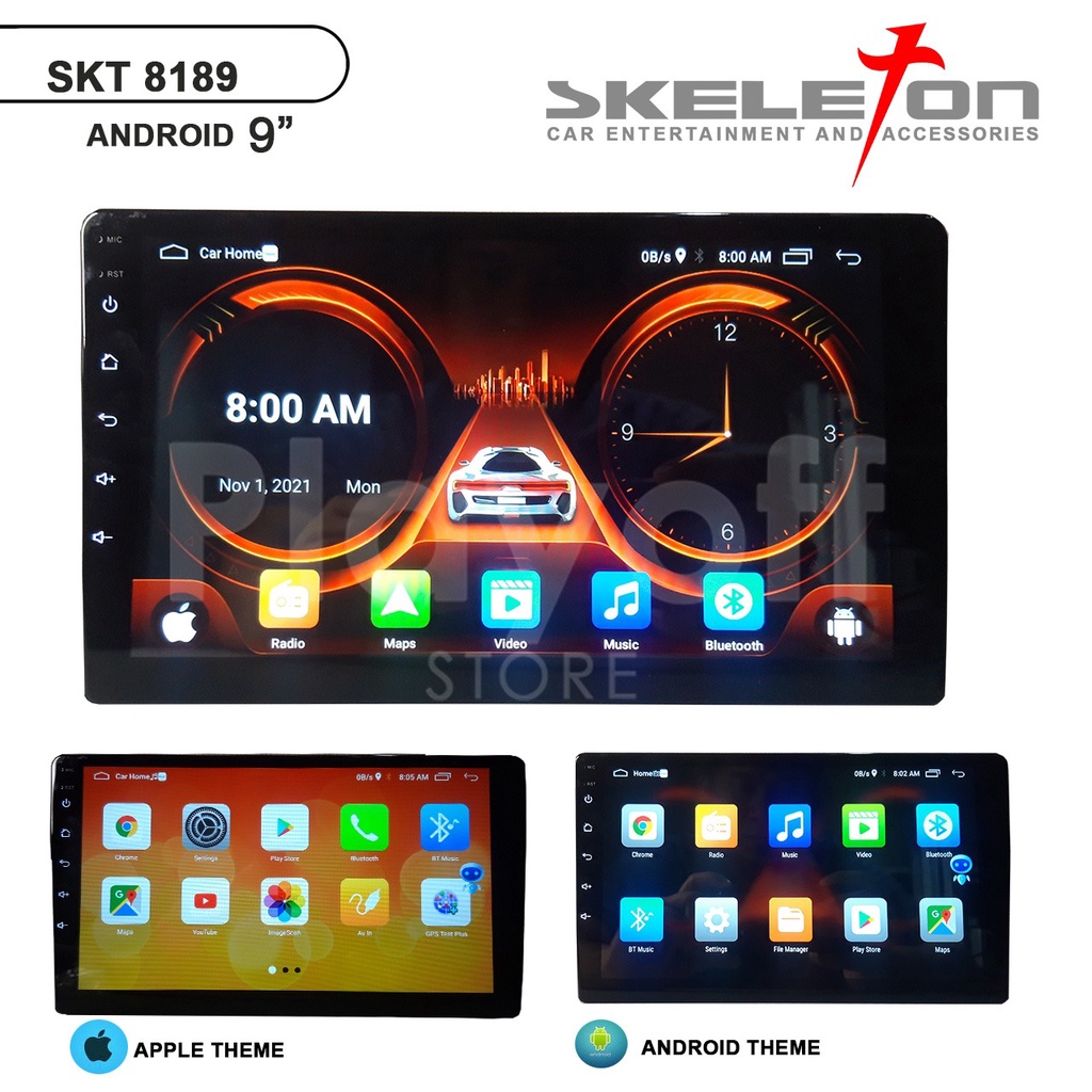 Voice Command Head Unit Android 9 inch Skeleton 8189 Double Din Bluetooth GPS Mirrorlink