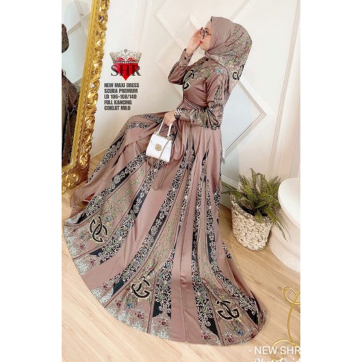 COD !! NEW SHR 100% ORI DRESS MAXI GURAME SCUBA PREMIUM CH BUSUIsyahira-4