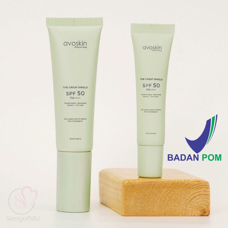 Avoskin sunscreen the great shield sunscreen spf 50 PA++++ 5ml / 30ml