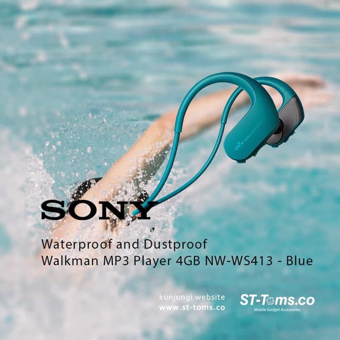 Sony Waterproof and Dustproof Walkman MP3 Player 4GB NW-WS413 - Blue