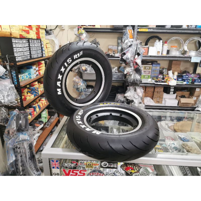 Velg Tubeless Vespa SIP Black Polish Ring10 set Ban Tubeless Maxxis MAR1