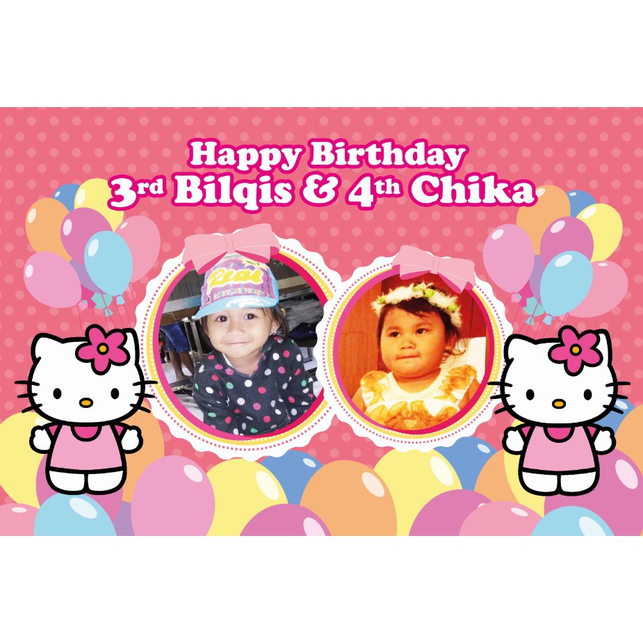 Banner/Backdrop Ulang Tahun Hello Kitty
