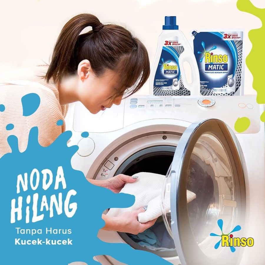 RINSO MATIC FRONT LOAD DETERGENT 1.45L DETERJEN CAIR MESIN CUCI BUKAAN DEPAN