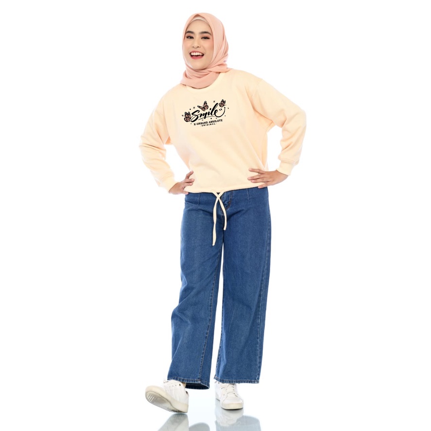 Sweater Wanita Smile Crop Fleece Gramasi 280 - A243 Cheese