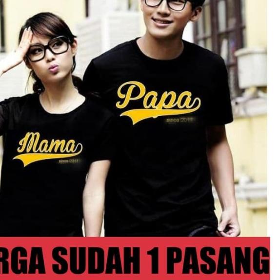 ➻ KAOS COUPLE/BAJU COUPLE/KAOS PASANGAN/BAJU PASANGAN PAPA MAMA - Hitam ✱