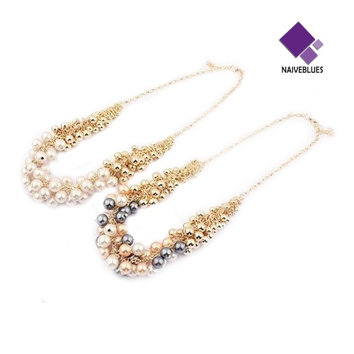Kalung Rantai Multilayer Aksen Mutiara Imitasi Untuk Wanita