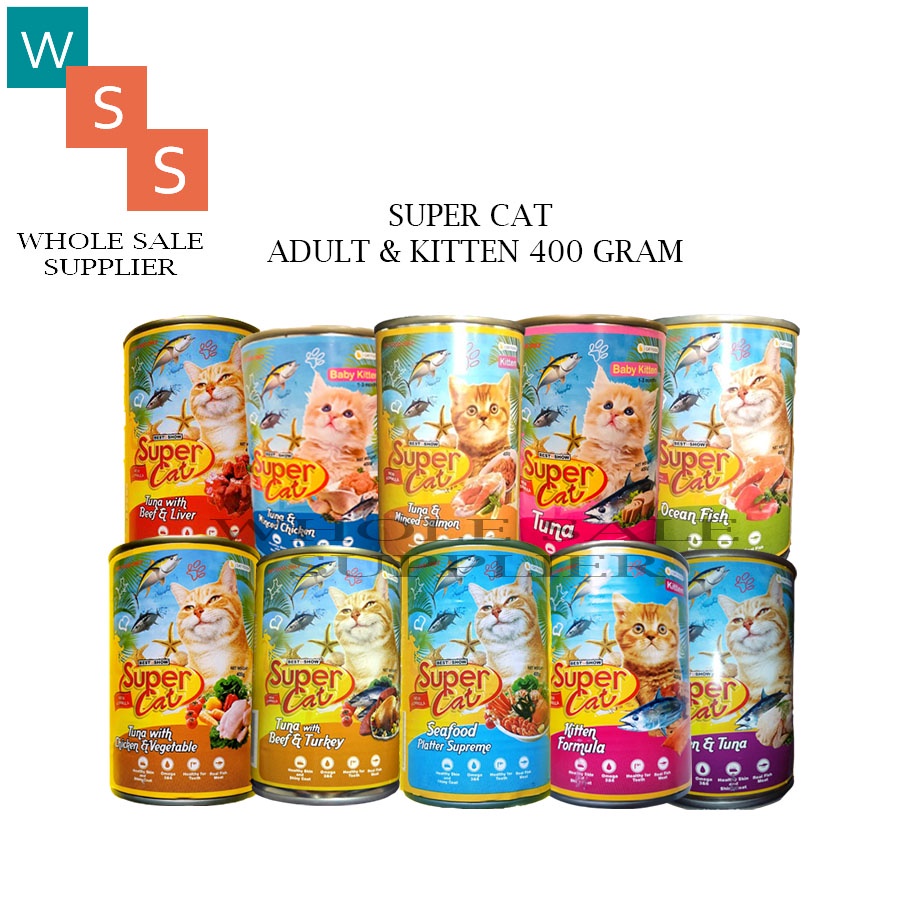 Makanan kucing super cat kaleng 400gr all varian