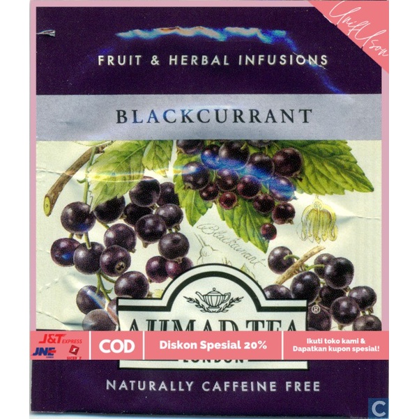

⭐COD⭐ Ahmad Tea Blackcurrant Infusion 40g Natural Taste 20 tea bag // Teh