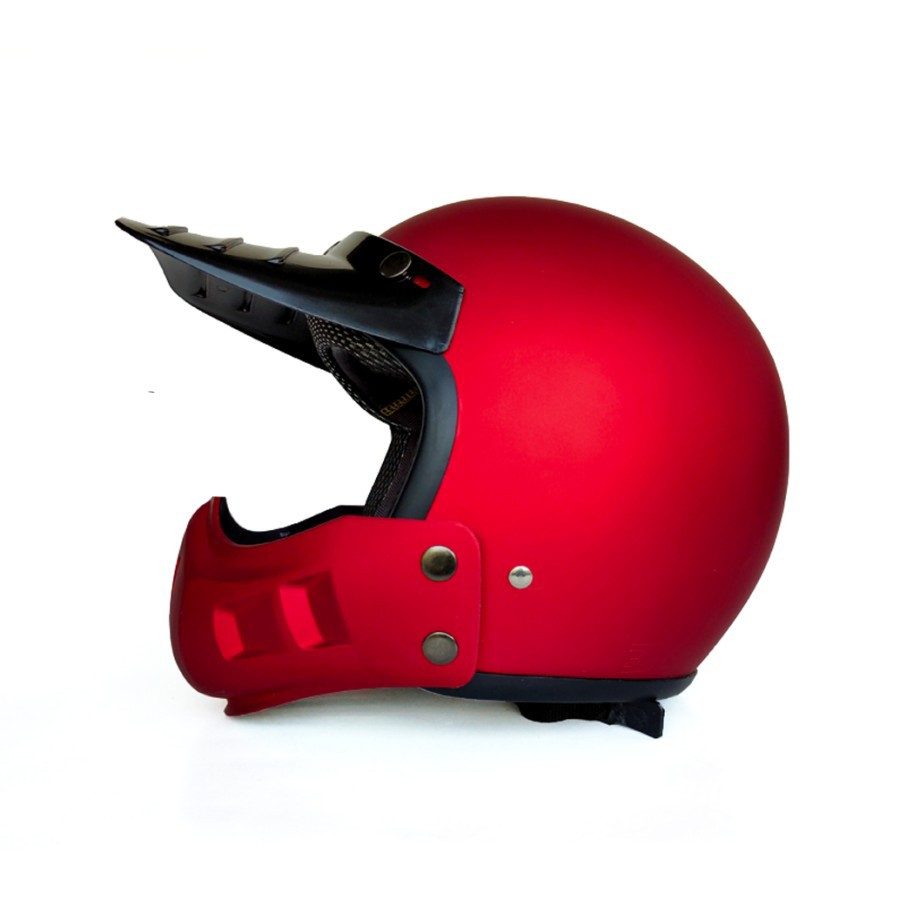 Helm Retro Cakil Modular Merah Doff / Red (Vespa / Klasik / Vintage)