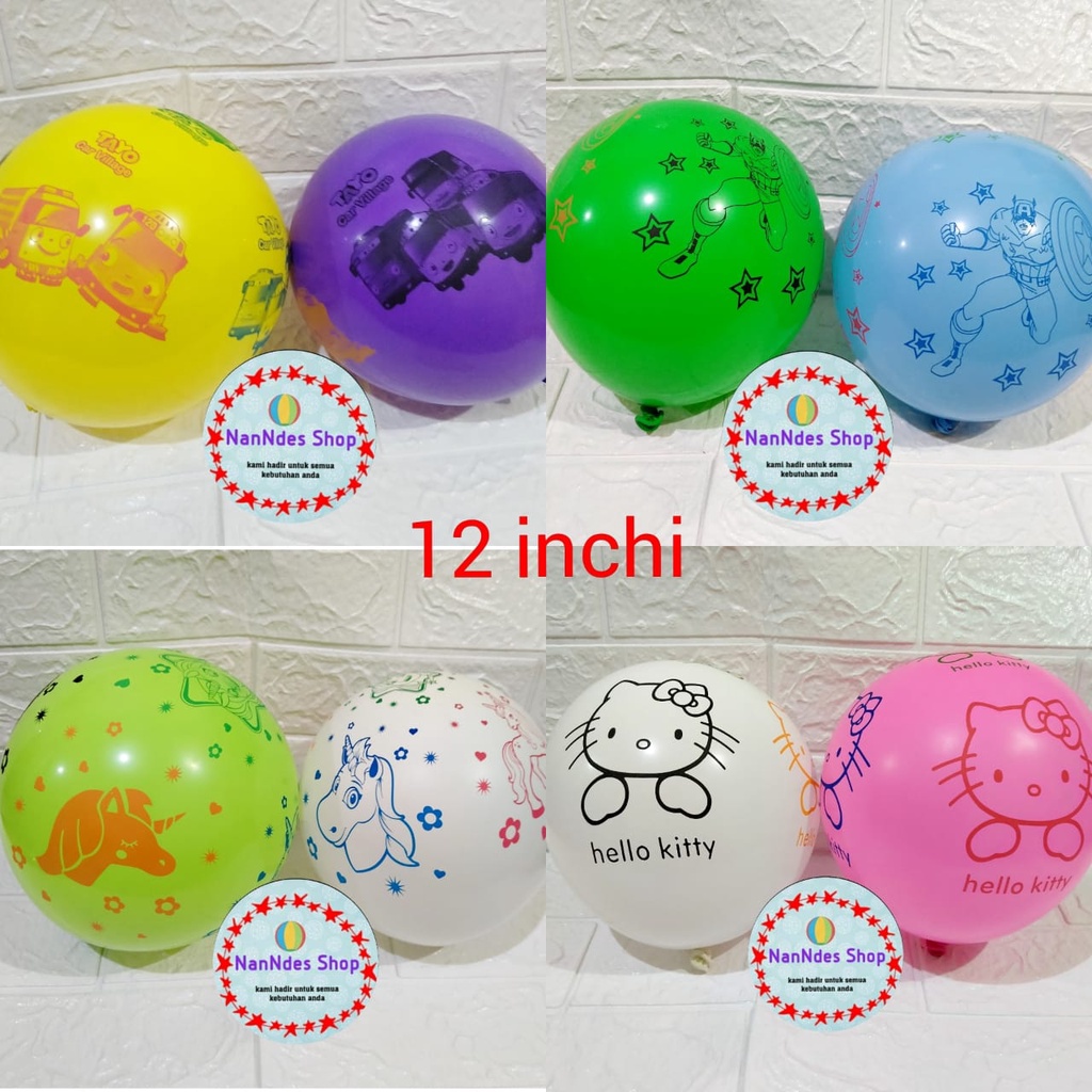 Balon Gambar Karakter Hello Kitty Kapten Amerika Bus Tayo Kuda Pony Unicorn Tanduk Little Pony - Bal
