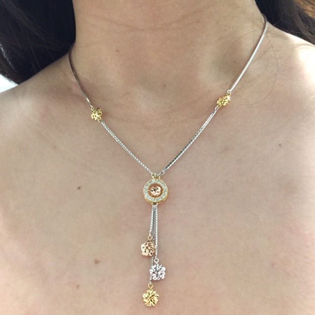 Kalung emas putih dengan liontin variasi 2 warna 5.21 gram kadar 420