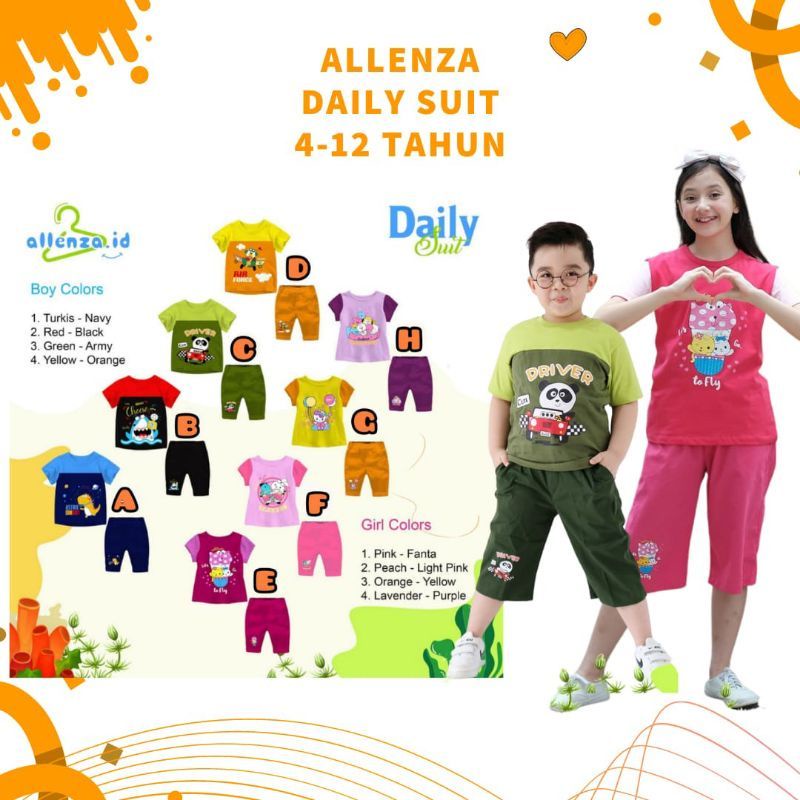 ALLENZA DAILY SUIT 4 6 8 10 12 TAHUN SETELAN ANAK | LAQULA BAJU ANAK