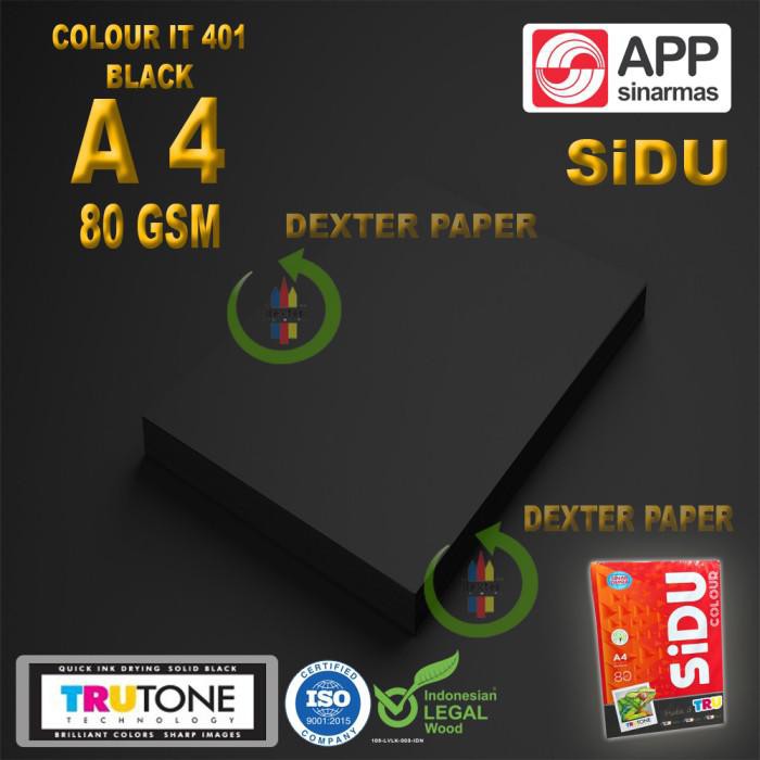 

PROMO - KERTAS WARNA A4 / KERTAS SPECTRA SIDU 80Gr WARNA IT 401 BLACK / HITAM - 20 LEMBAR