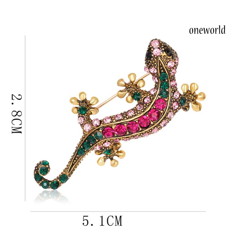 OW@ Unisex Rhinestone Lizard Gecko Animal Creeper Brooch Pin Corsage Jewelry Gift