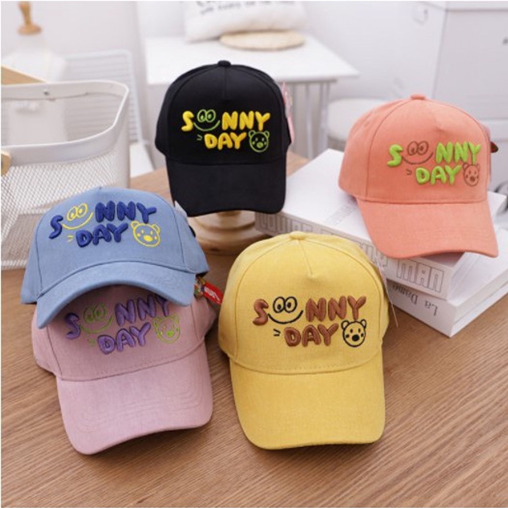 PHILEO | TOPI BASEBALL SUNNY DAY BORDIR - TOPI PET ANAK SMILE BEAR FULLCOLOUR-8