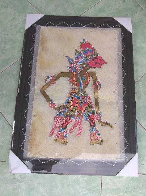 TERMURAH! LUKISAN WAYANG KULIT BALADEWA UKURAN 70 x 50 cm BAHAN KULIT KAMBING ASLI - HIASAN DINDING