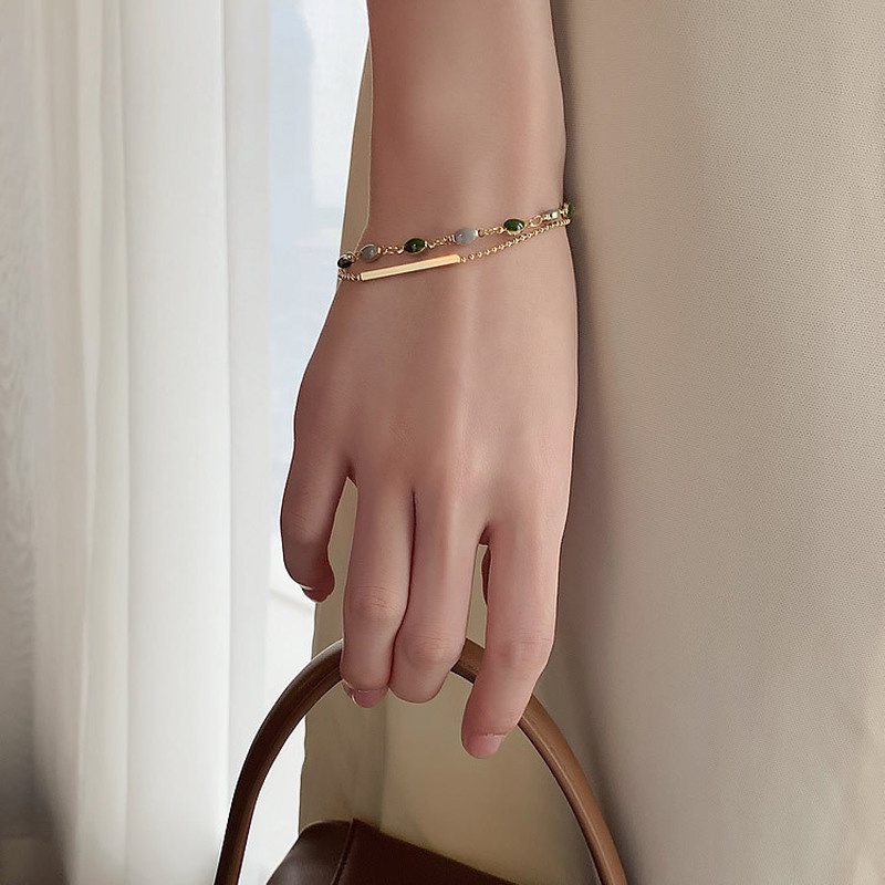 Perhiasan Gelang Tangan Wanita Desain Batu Cobblestone Retro Simple Gaya Perancis
