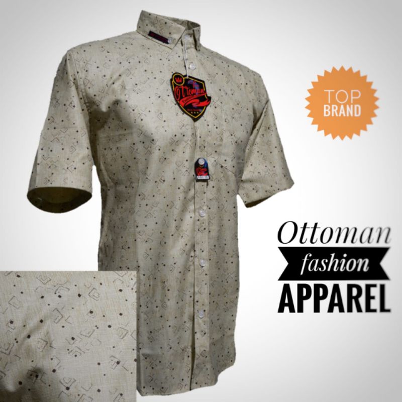 Baju Kemeja Hem Motif Abstrak Pria Cowok Lengan Pendek Kekinian