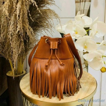 Tas Kulit Sapi Asli DL556 Wanita/ Tas Papirut Asli Kulit Sapi Garut/ Tas Selempang Serut Bahan Kulit