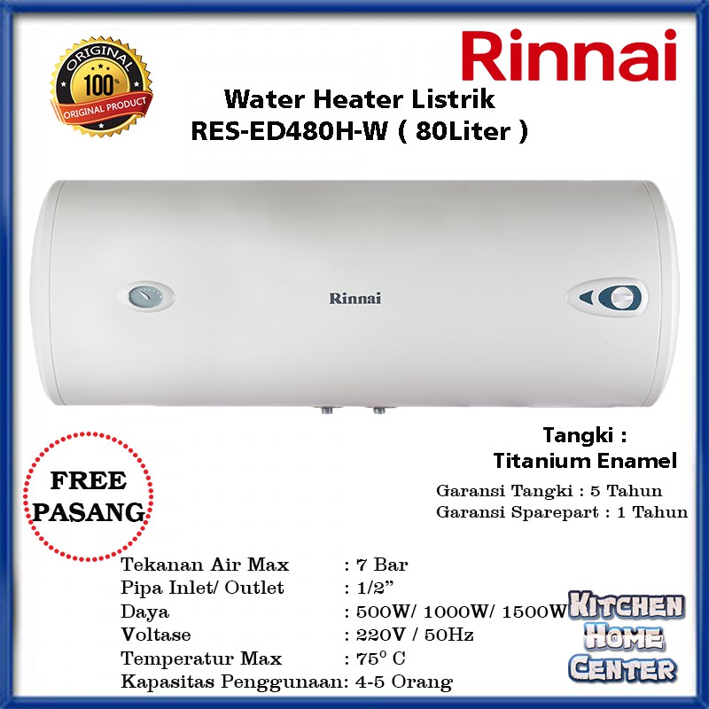 Water Heater Listrik Rinnai RES-ED480H-W