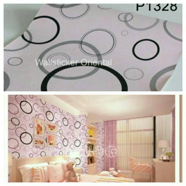 Wallpaper Dinding  motif polkadot warna pink
