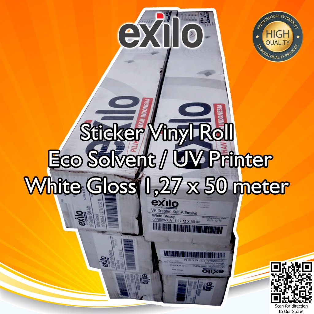 EXILO Sticker VP68WX Stiker Vinyl Digital Print Eco Solvent / UV Printing / Latex - Indoor/Outdoor 1.27 m x 50 m - Roll