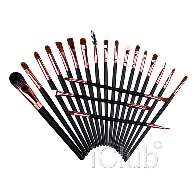 Kuas Make Up UK Professional Cosmetic Brush 20 Set - Black/Brown