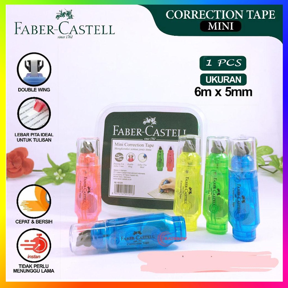 Faber Castell Mini Correction Tape Pink Barrel Tape Correction FaberCastell Mini 5 mm x 6 m Tipex Correction Warna ACAK