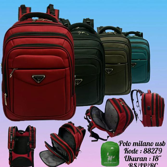 TAS, TAS RANSEL, TAS PRIA, TAS PUNGGUNG, TAS ORIGINAL POLO MILANO - COKELAT