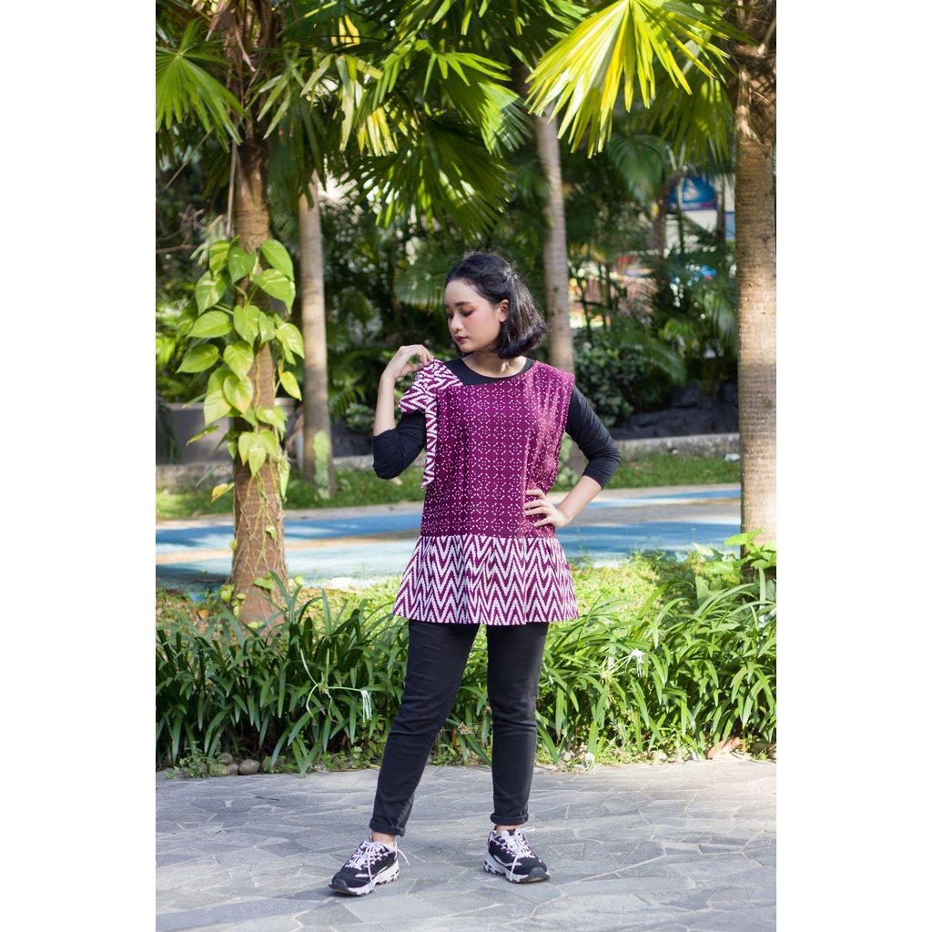 Atasan Batik Cap Wanita Warna Ungu