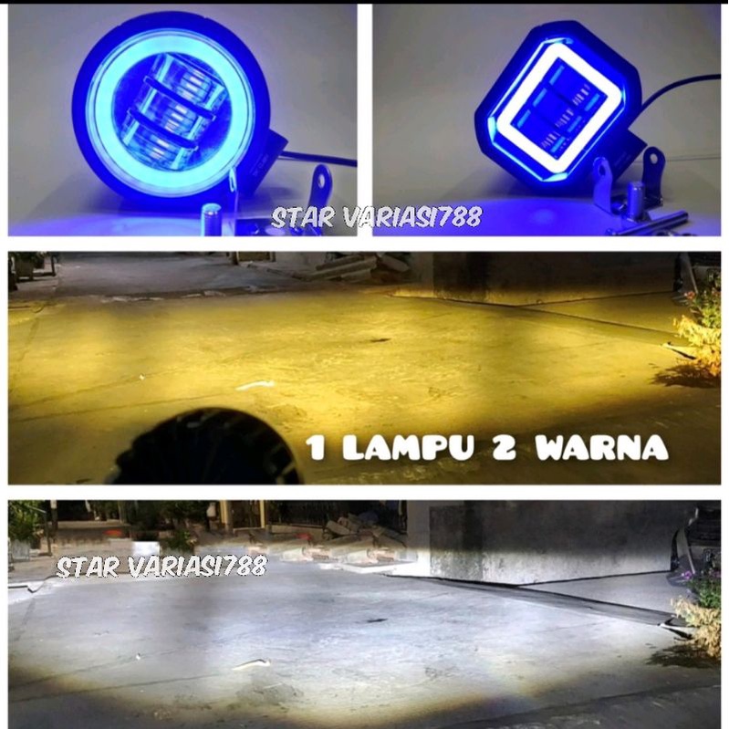 Lampu tembak daymaker led mini k30 3 mata lampu tembak daymaker 3 lensa 2warna putih kuning 30 watt kotak - bulat waterproof