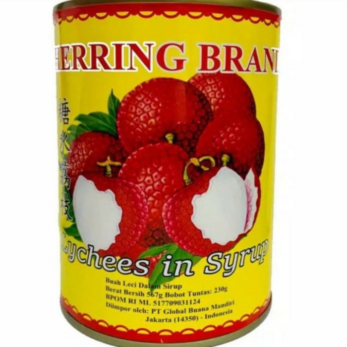 

leci herring brand/herring brand lychees 1 dus isi 12 kaleng