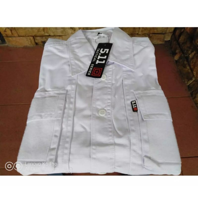 Kemeja tactical putih polos berkualitas/Kemeja pdl putih/Baju Putih Tactical