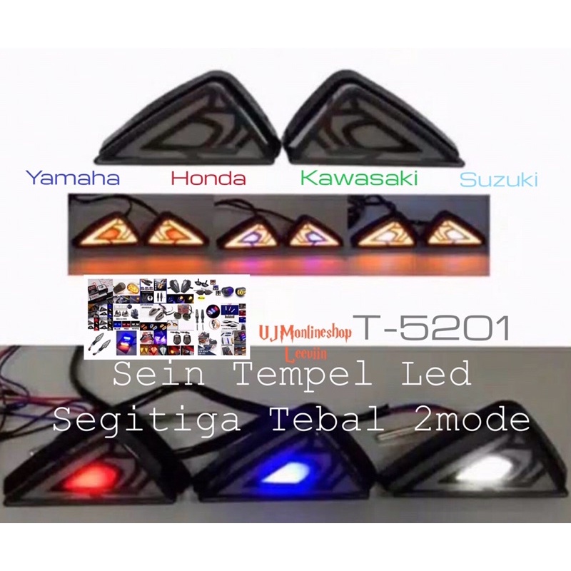 Sein Tempel LED Lampu Sen Tempel Segitiga Tebal 2 Mode Buat Gsx/R15 V2 V3/Cbr150r/Ninja250 Karbu/R25